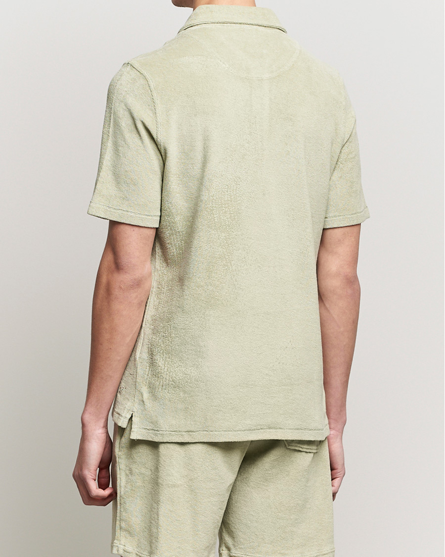Homme | Polos | Stenströms | Towelling Cotton Poloshirt Olive