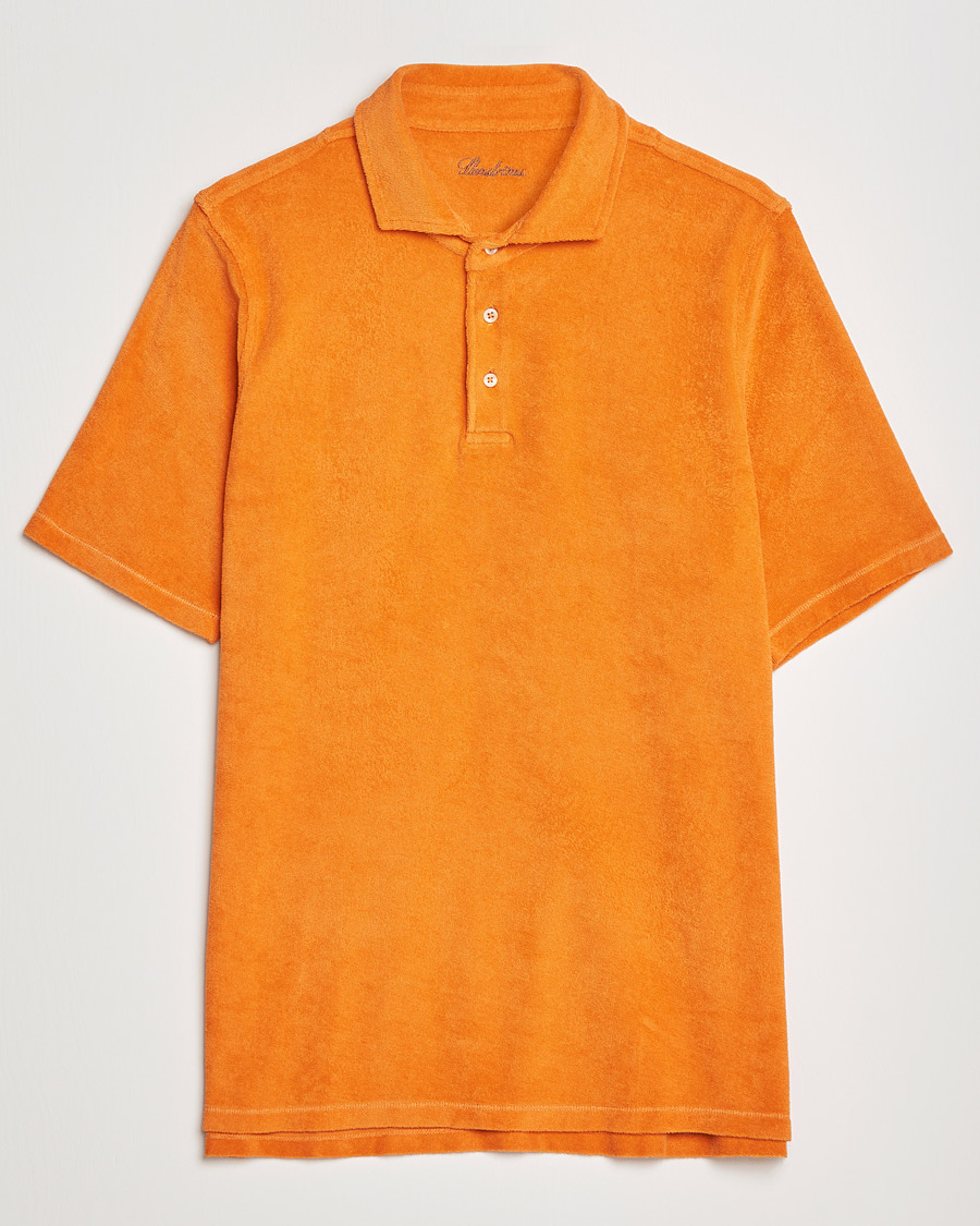 Homme | Polos | Stenströms | Towelling Cotton Poloshirt Orange