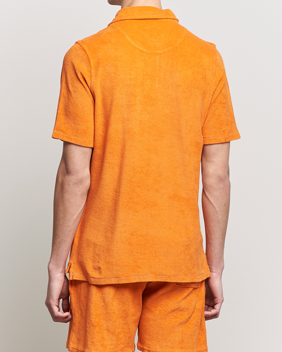 Homme | Polos | Stenströms | Towelling Cotton Poloshirt Orange