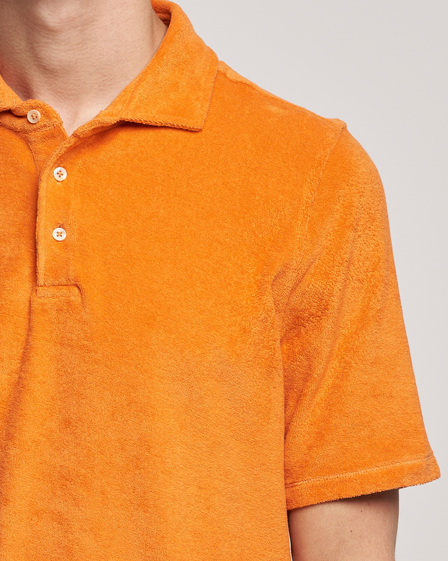 Homme | Polos | Stenströms | Towelling Cotton Poloshirt Orange