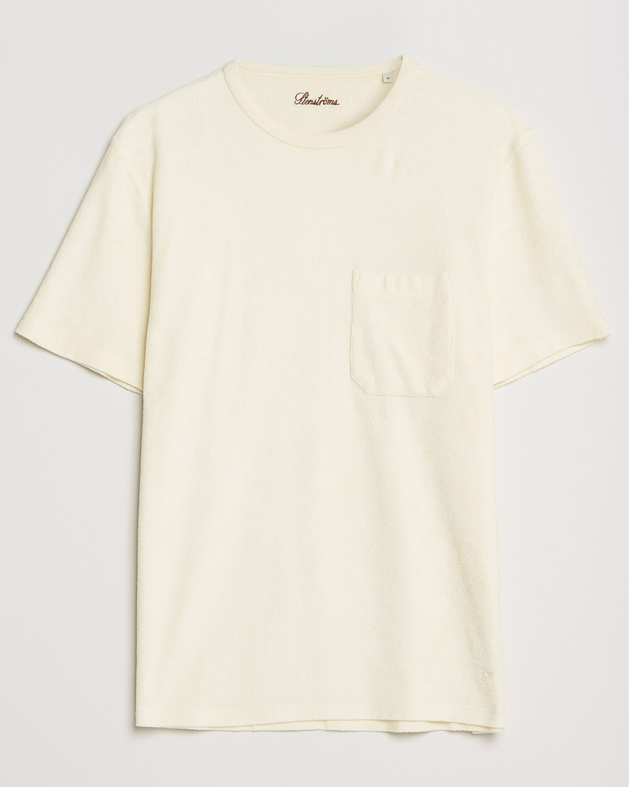 Homme | T-shirts | Stenströms | Towelling Cotton T-Shirt Cream