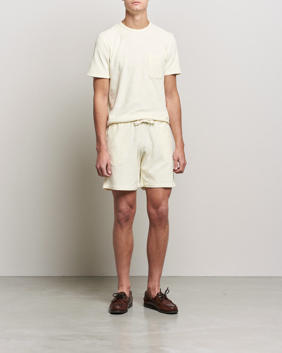 Homme | T-shirts | Stenströms | Towelling Cotton T-Shirt Cream