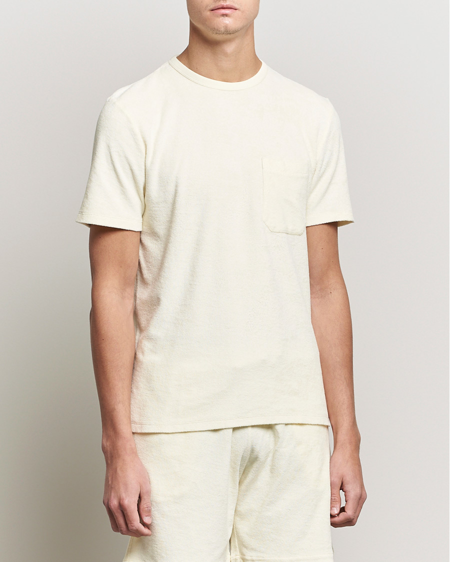 Homme | T-shirts | Stenströms | Towelling Cotton T-Shirt Cream