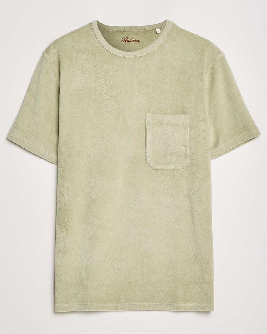 Homme | T-shirts | Stenströms | Towelling Cotton T-Shirt Olive