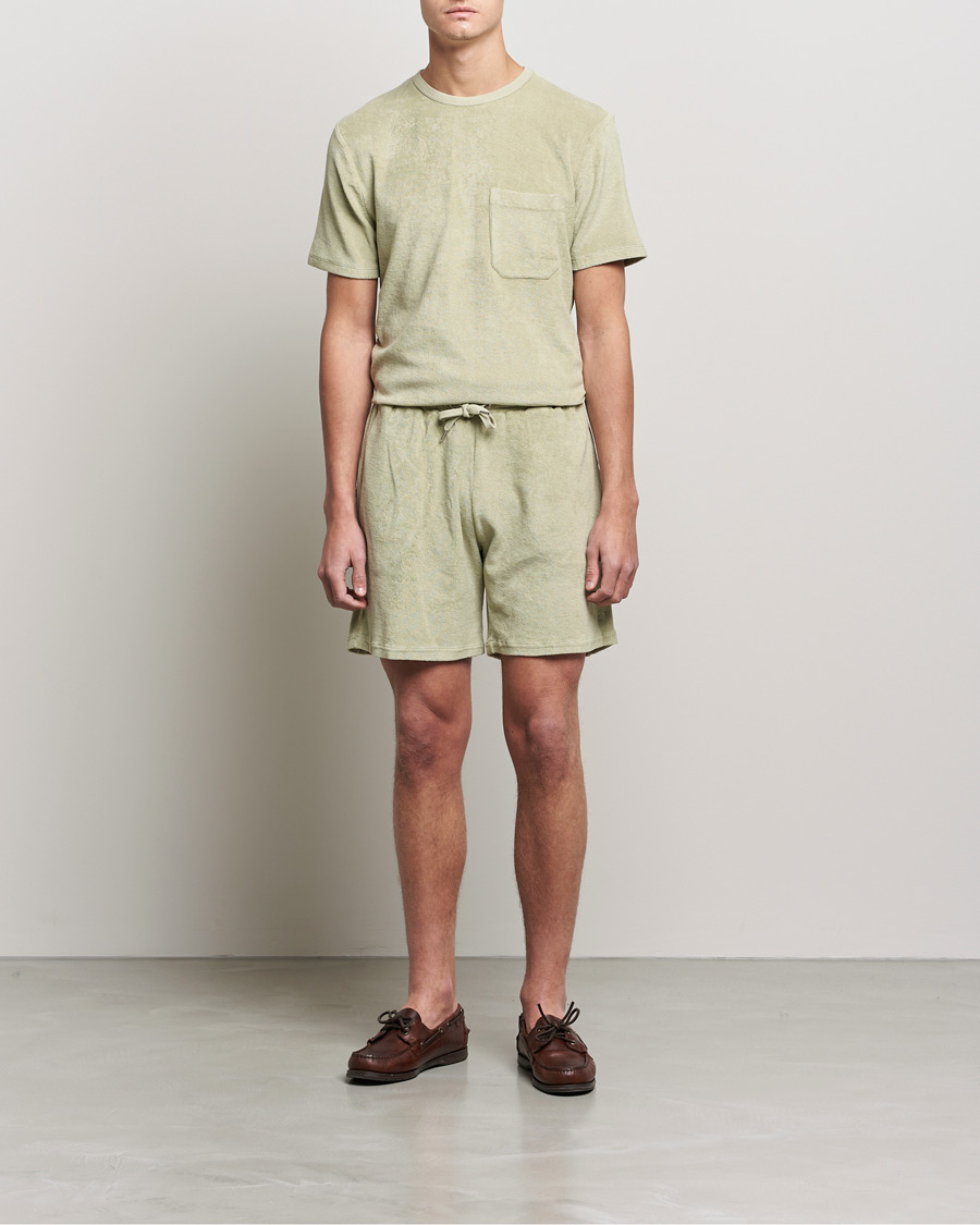Homme | T-shirts | Stenströms | Towelling Cotton T-Shirt Olive