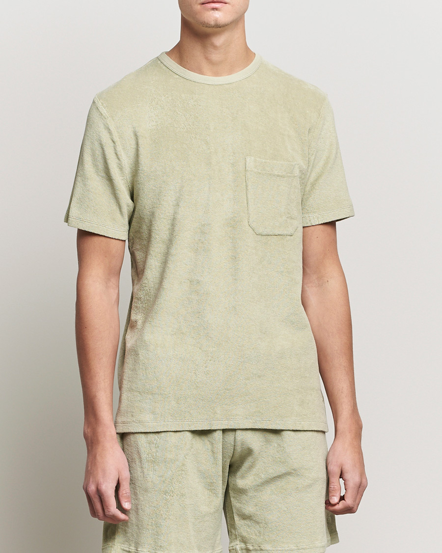 Homme | T-shirts | Stenströms | Towelling Cotton T-Shirt Olive