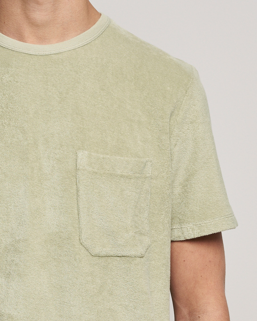 Homme | T-shirts | Stenströms | Towelling Cotton T-Shirt Olive