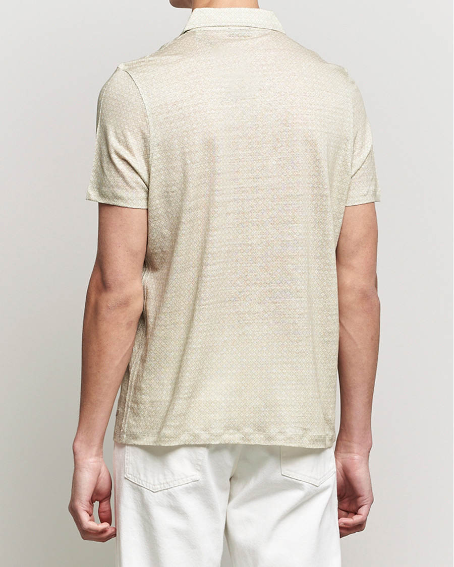 Homme | Polos | Stenströms | Printed Linen Poloshirt Olive