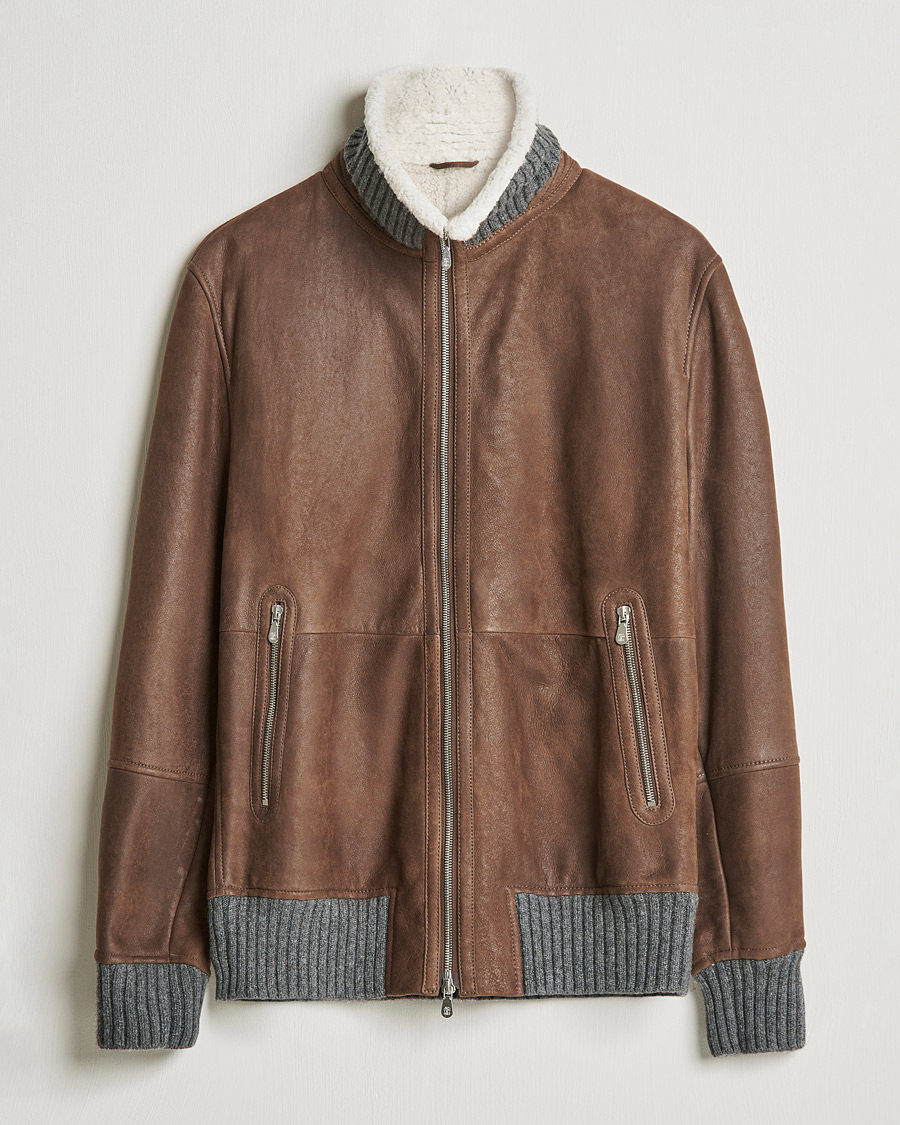 Homme | Manteaux Et Vestes | Brunello Cucinelli | Shearling Flight Jacket Dark Brown