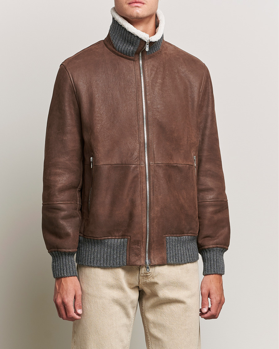 Homme | Manteaux Et Vestes | Brunello Cucinelli | Shearling Flight Jacket Dark Brown