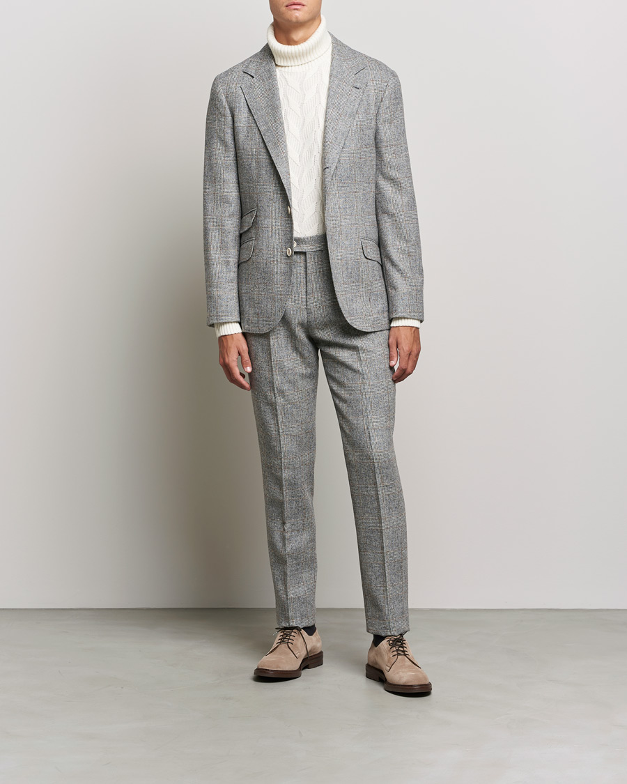 Homme | Costumes | Brunello Cucinelli | Prince Of Wales Flannel Suit Grey Melange