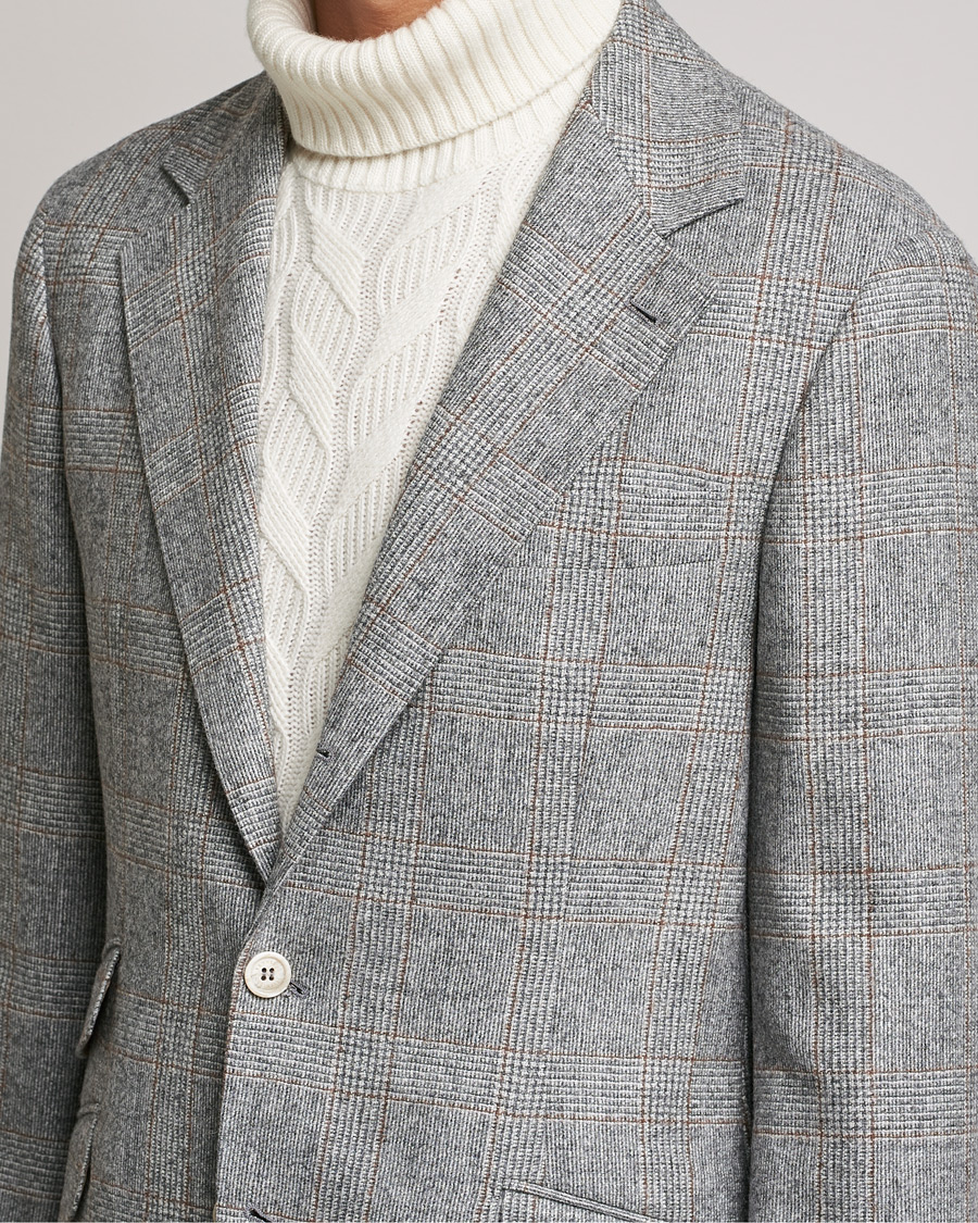 Homme | Costumes | Brunello Cucinelli | Prince Of Wales Flannel Suit Grey Melange