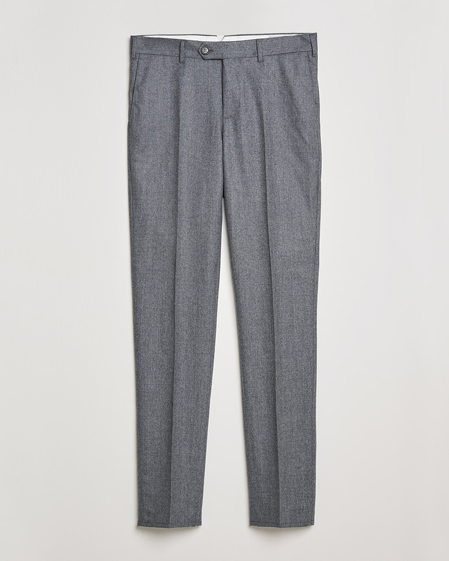 Homme | Pantalons | Brunello Cucinelli | Slim Fit Flannel Trousers Grey Melange