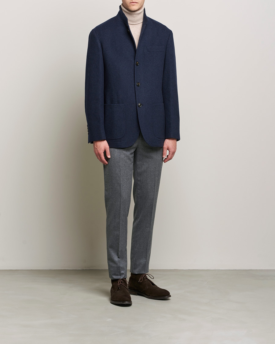 Homme | Pantalons | Brunello Cucinelli | Slim Fit Flannel Trousers Grey Melange