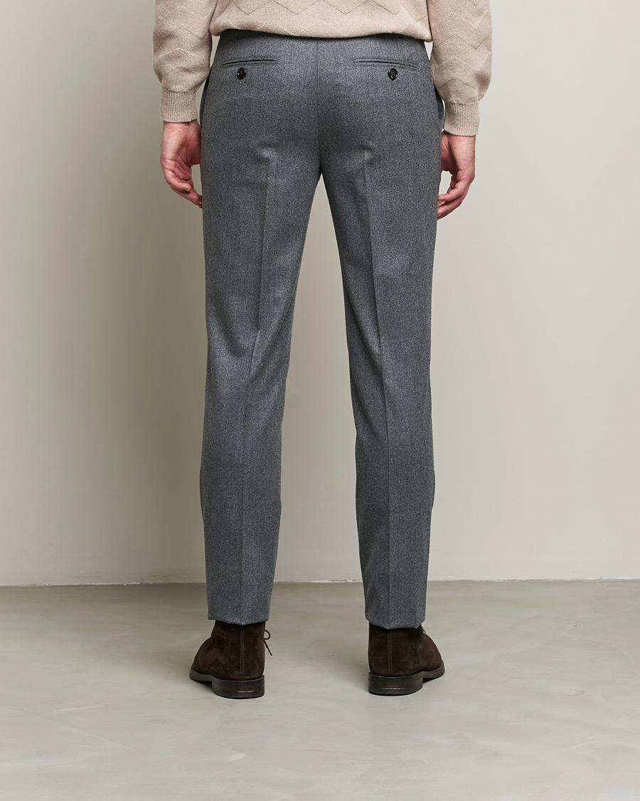 Homme | Pantalons | Brunello Cucinelli | Slim Fit Flannel Trousers Grey Melange