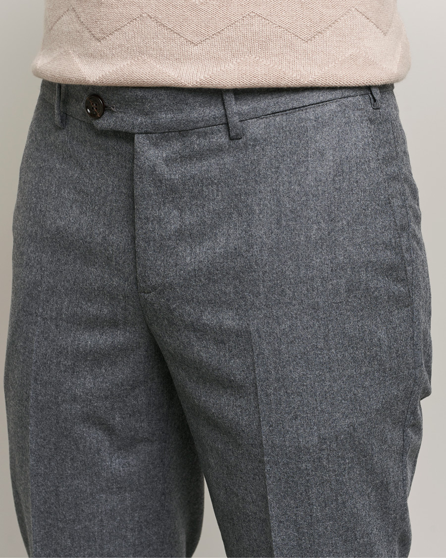 Homme | Pantalons | Brunello Cucinelli | Slim Fit Flannel Trousers Grey Melange