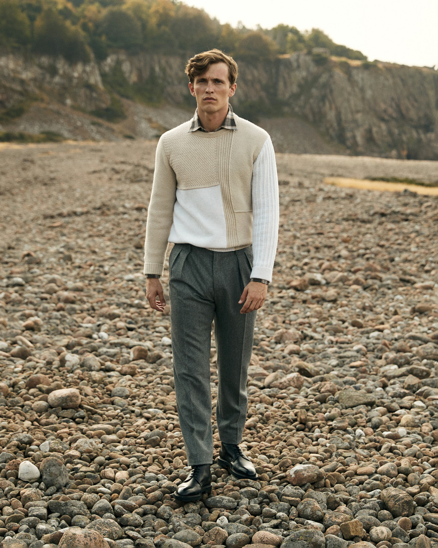 Homme | Pantalons | Brunello Cucinelli | Slim Fit Flannel Trousers Grey Melange