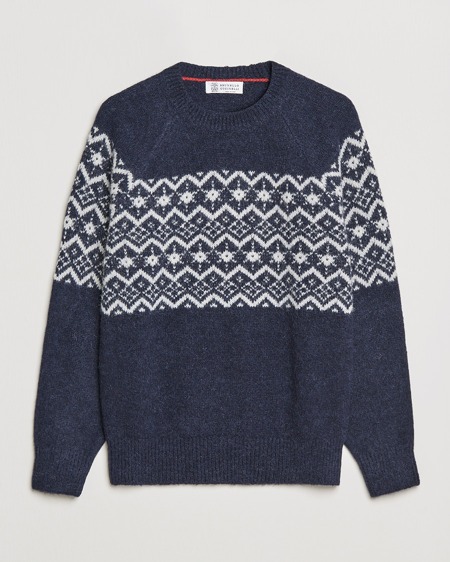 Homme | Pulls Et Tricots | Brunello Cucinelli | Alpaca Jacquard Sweater Dark Blue
