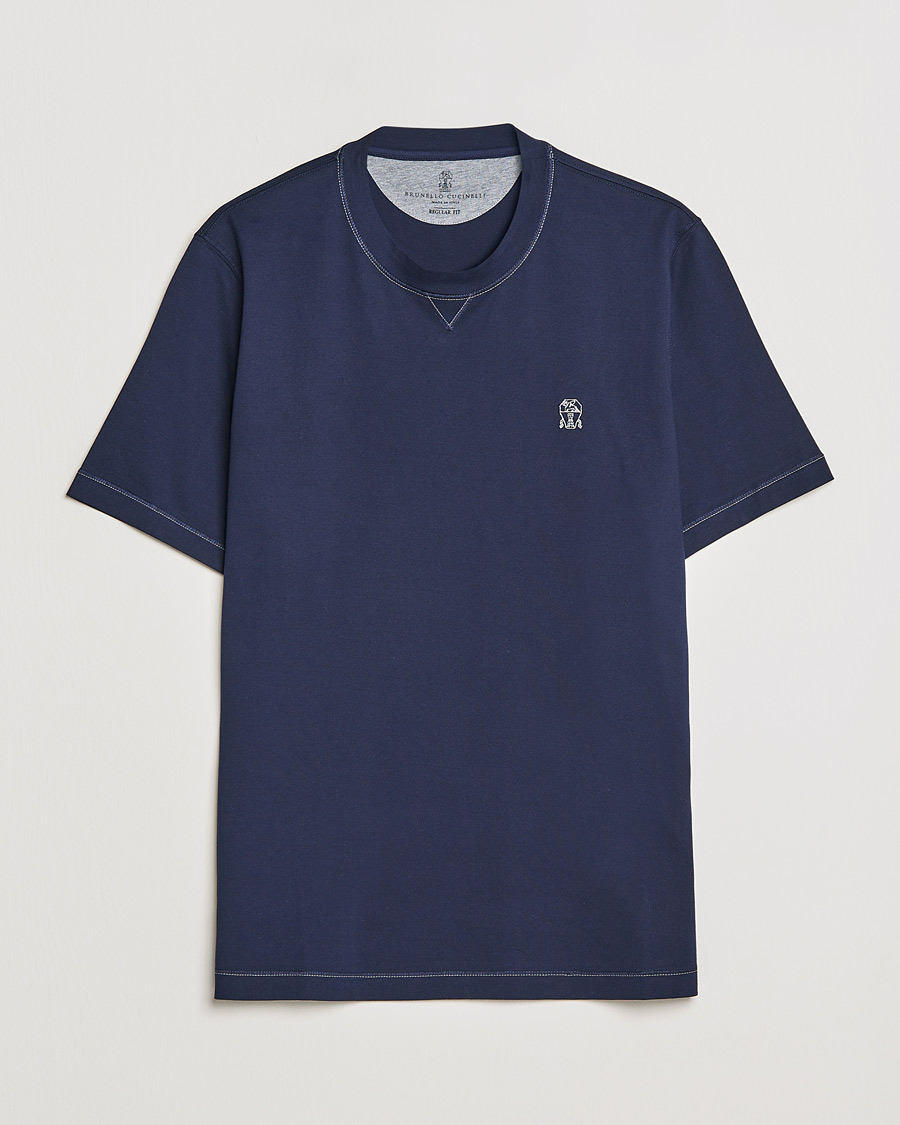 Homme | T-shirts | Brunello Cucinelli | Short Sleeve Logo T-Shirt Navy