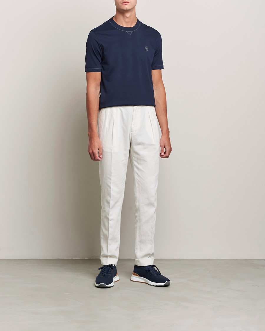 Homme | T-shirts | Brunello Cucinelli | Short Sleeve Logo T-Shirt Navy