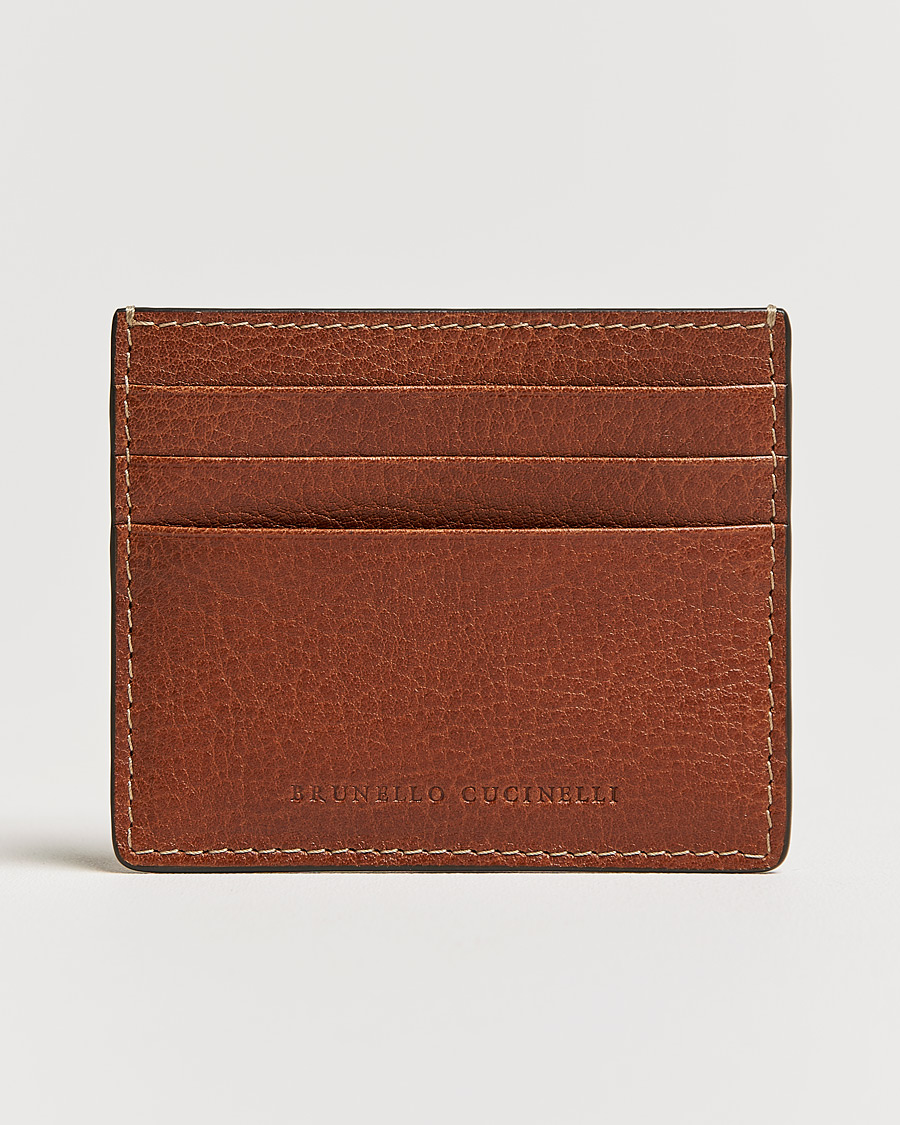 Homme | Brunello Cucinelli Grain Leather Card Holder Cognac | Brunello Cucinelli | Grain Leather Card Holder Cognac