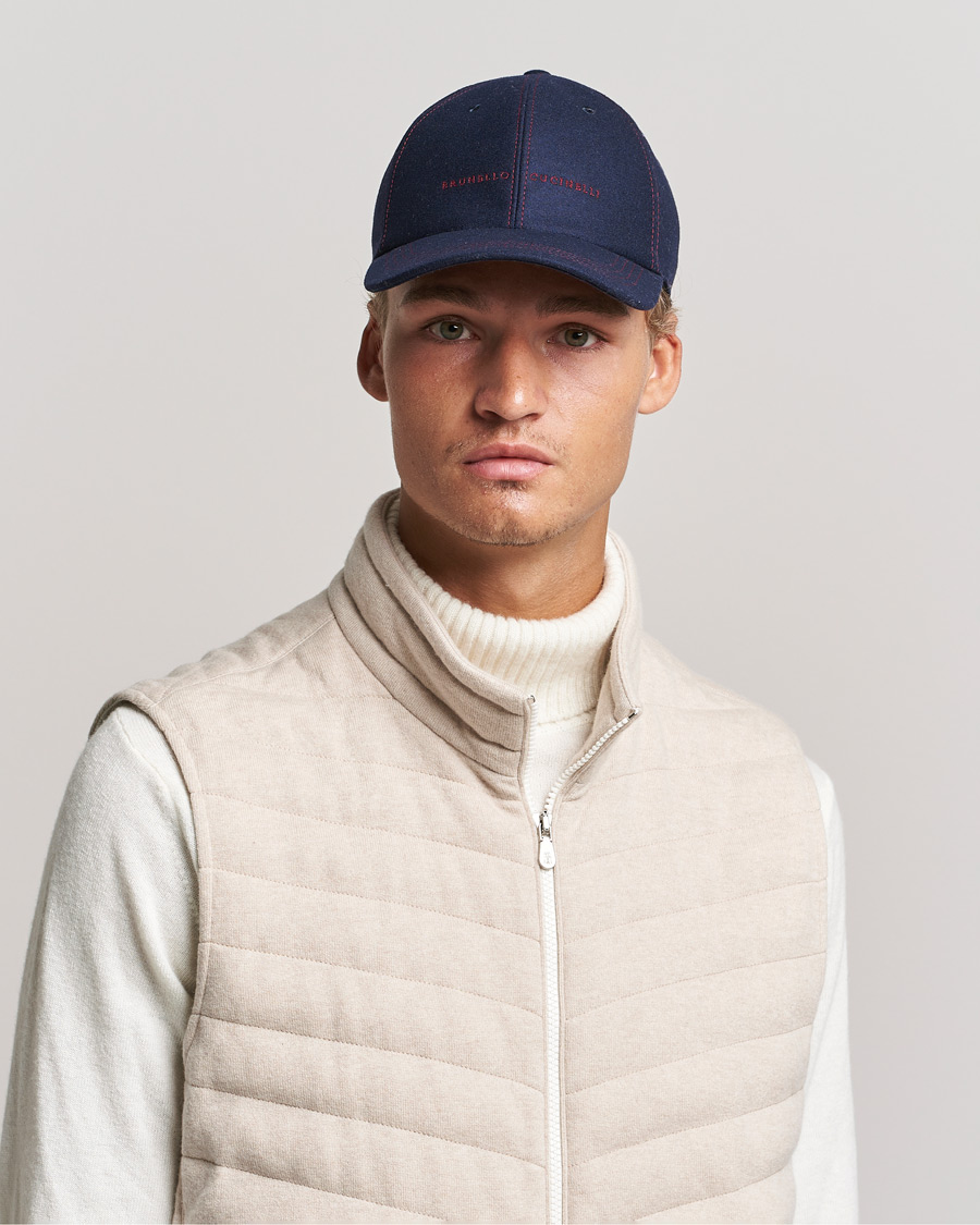 Homme | Brunello Cucinelli Flannel Baseball Cap Navy | Brunello Cucinelli | Flannel Baseball Cap Navy