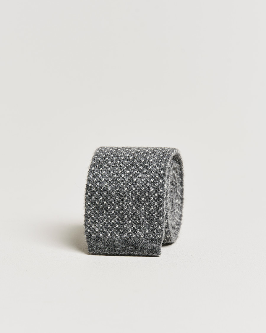 Homme | Brunello Cucinelli Knitted Cashmere Tie Grey Melange | Brunello Cucinelli | Knitted Cashmere Tie Grey Melange