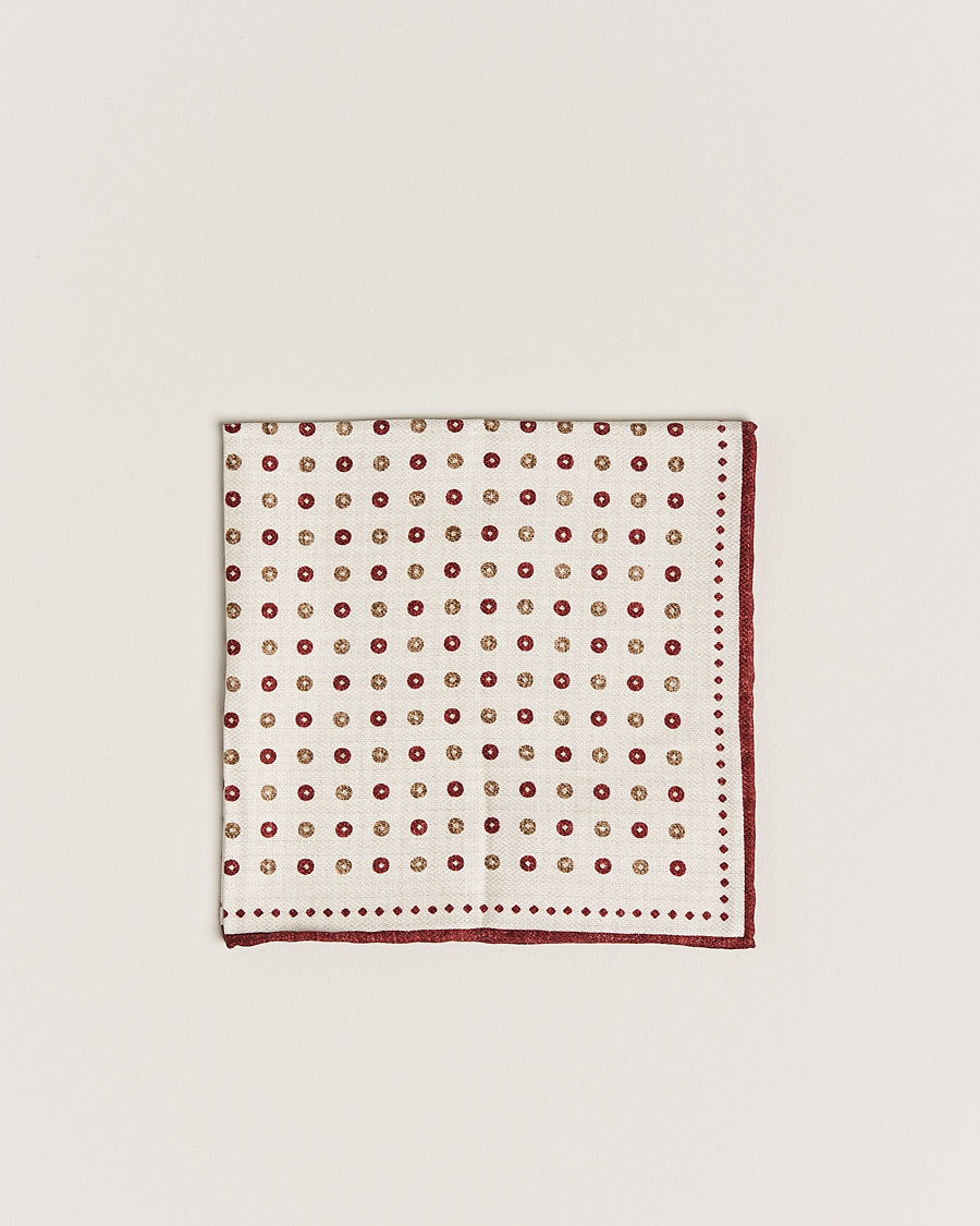 Homme | Brunello Cucinelli Micro Dot Pocket Square White/Red | Brunello Cucinelli | Micro Dot Pocket Square White/Red