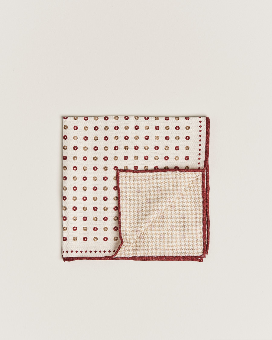 Homme | Brunello Cucinelli Micro Dot Pocket Square White/Red | Brunello Cucinelli | Micro Dot Pocket Square White/Red