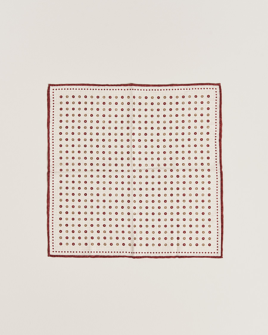 Homme | Brunello Cucinelli Micro Dot Pocket Square White/Red | Brunello Cucinelli | Micro Dot Pocket Square White/Red