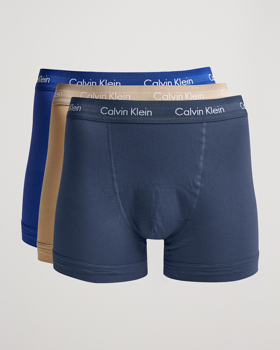 Homme | Sous-Vêtements Et Chaussettes | Calvin Klein | Cotton Stretch 3-Pack Trunk Navy/Blue/Beige