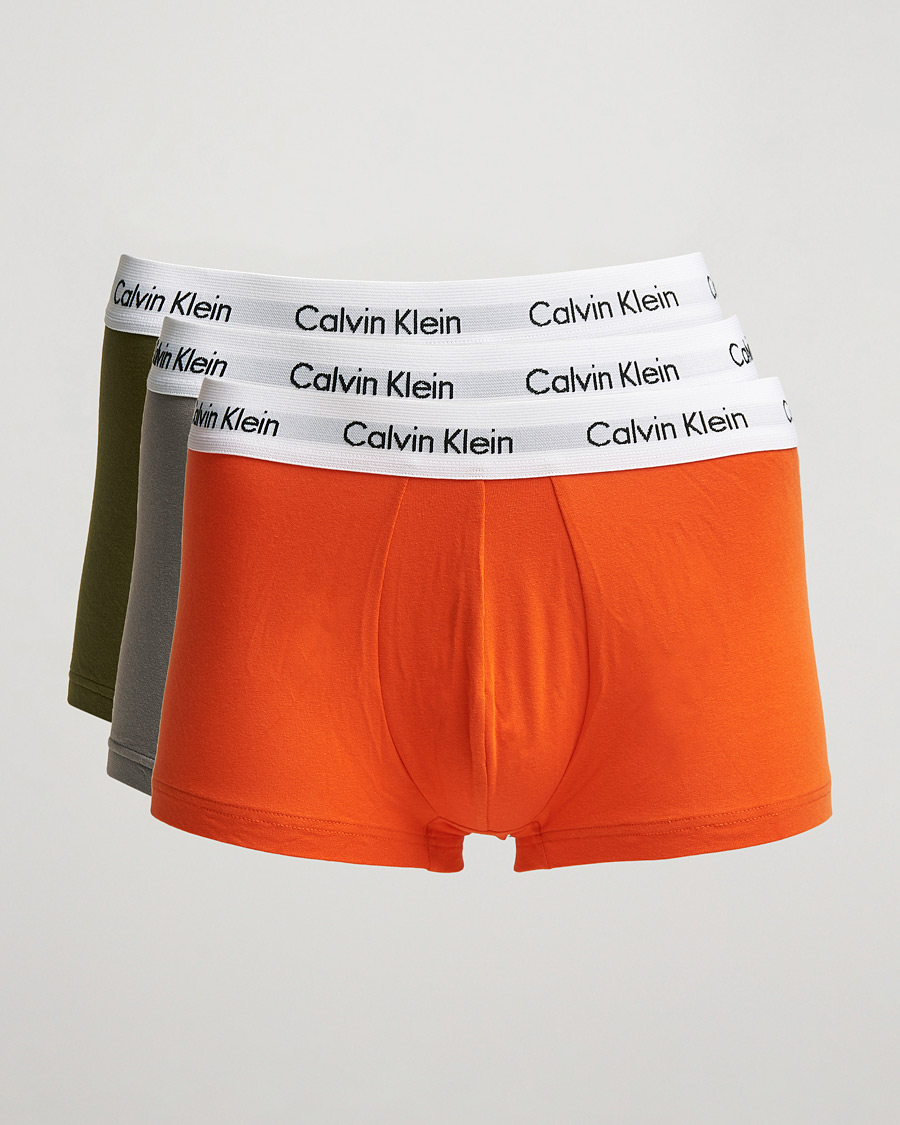 Homme | Sous-Vêtements Et Chaussettes | Calvin Klein | Cotton Stretch 3-Pack Low Rise Trunk Grey/Orange/Army