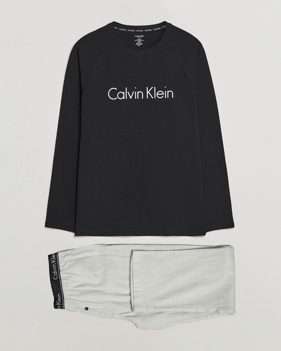 Homme | Peignoirs Et Pyjamas | Calvin Klein | Logo Long Sleeve Pyjama Set Black/White