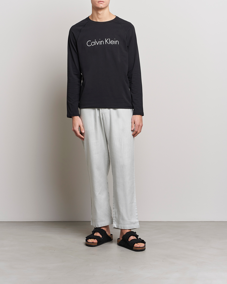 Homme | Peignoirs Et Pyjamas | Calvin Klein | Logo Long Sleeve Pyjama Set Black/White