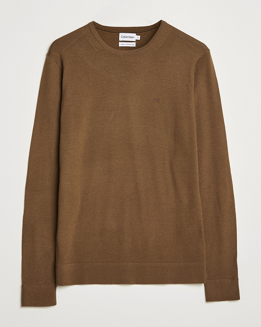 Homme | Pulls Et Tricots | Calvin Klein | Superior Wool Crew Neck Sweater Chester Brown