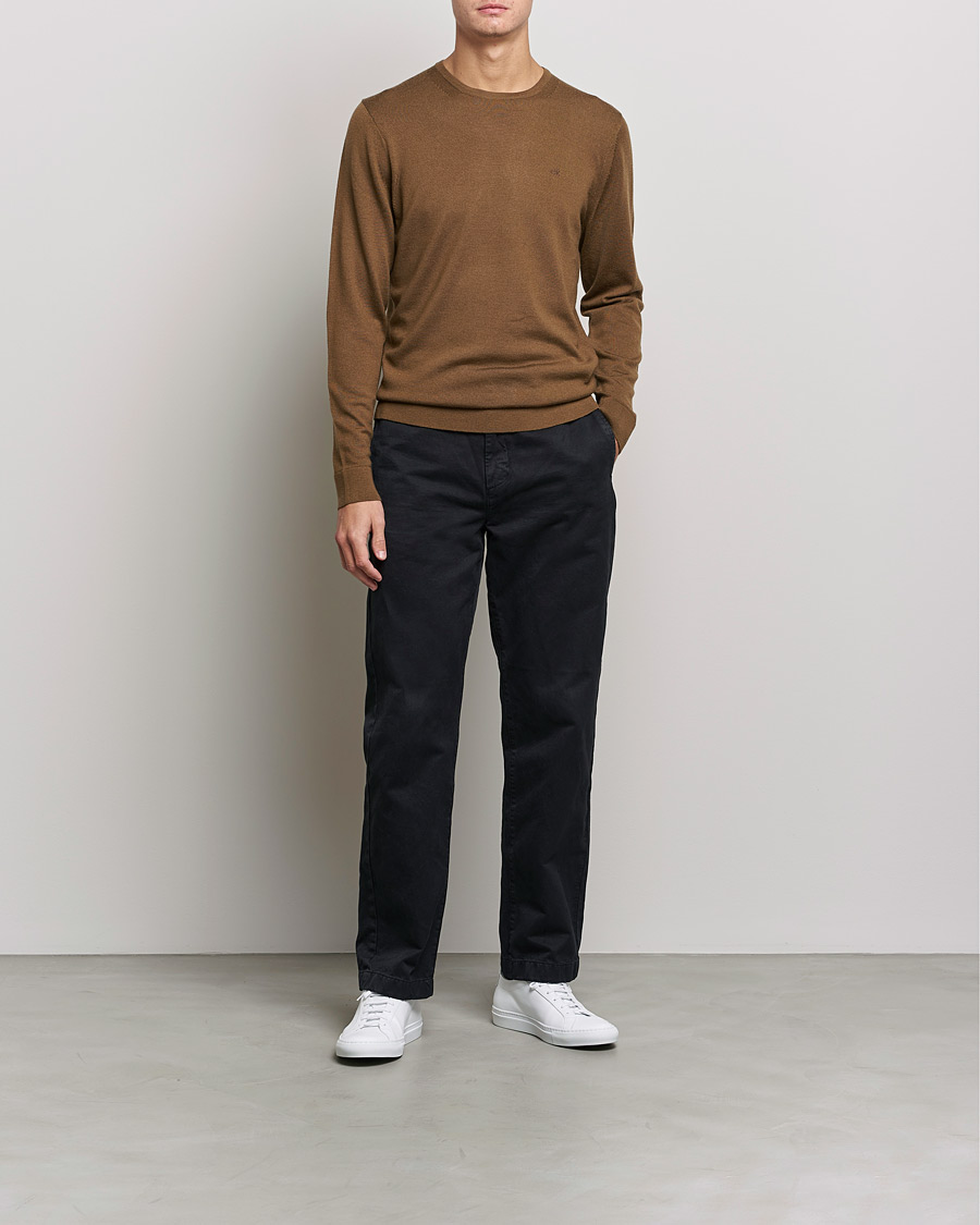Homme | Pulls Et Tricots | Calvin Klein | Superior Wool Crew Neck Sweater Chester Brown