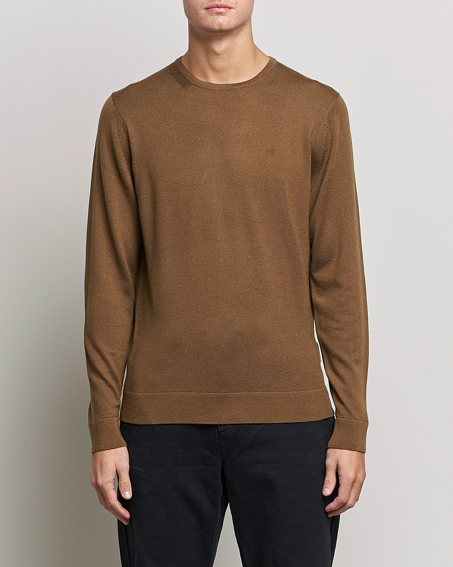 Homme | Pulls Et Tricots | Calvin Klein | Superior Wool Crew Neck Sweater Chester Brown