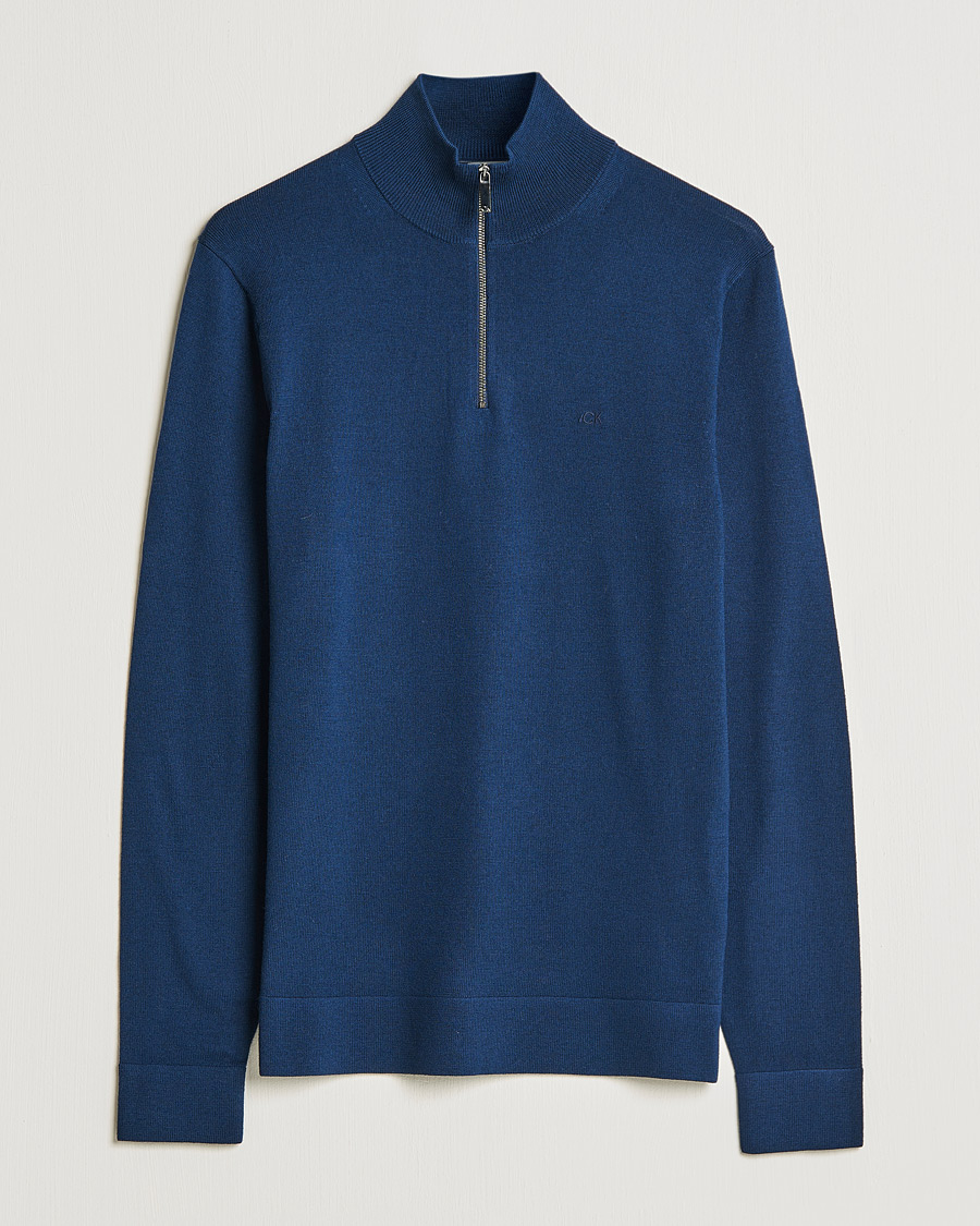 Homme | Pulls Et Tricots | Calvin Klein | Superior Wool Half Zip Sweater Navy