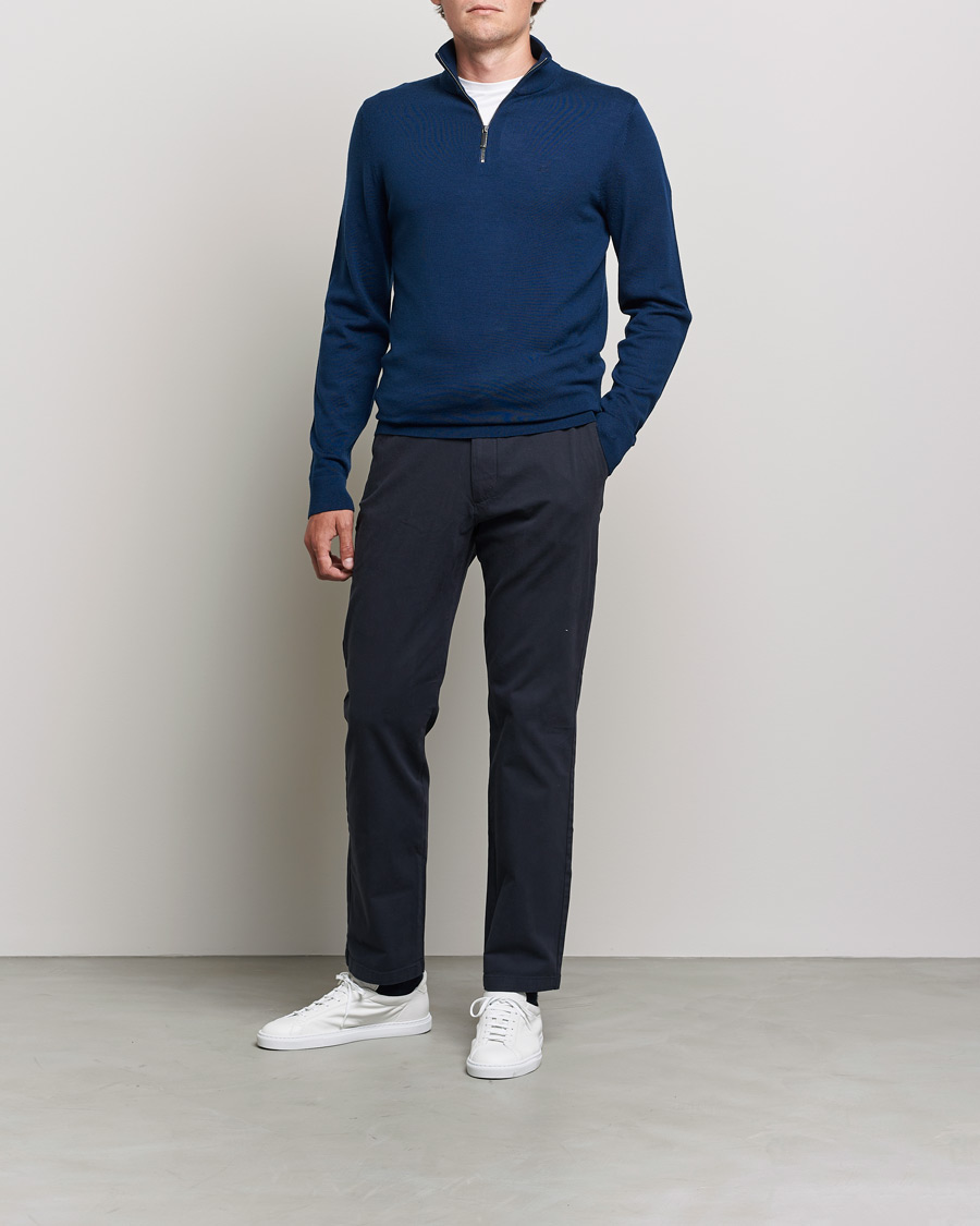 Homme | Pulls Et Tricots | Calvin Klein | Superior Wool Half Zip Sweater Navy