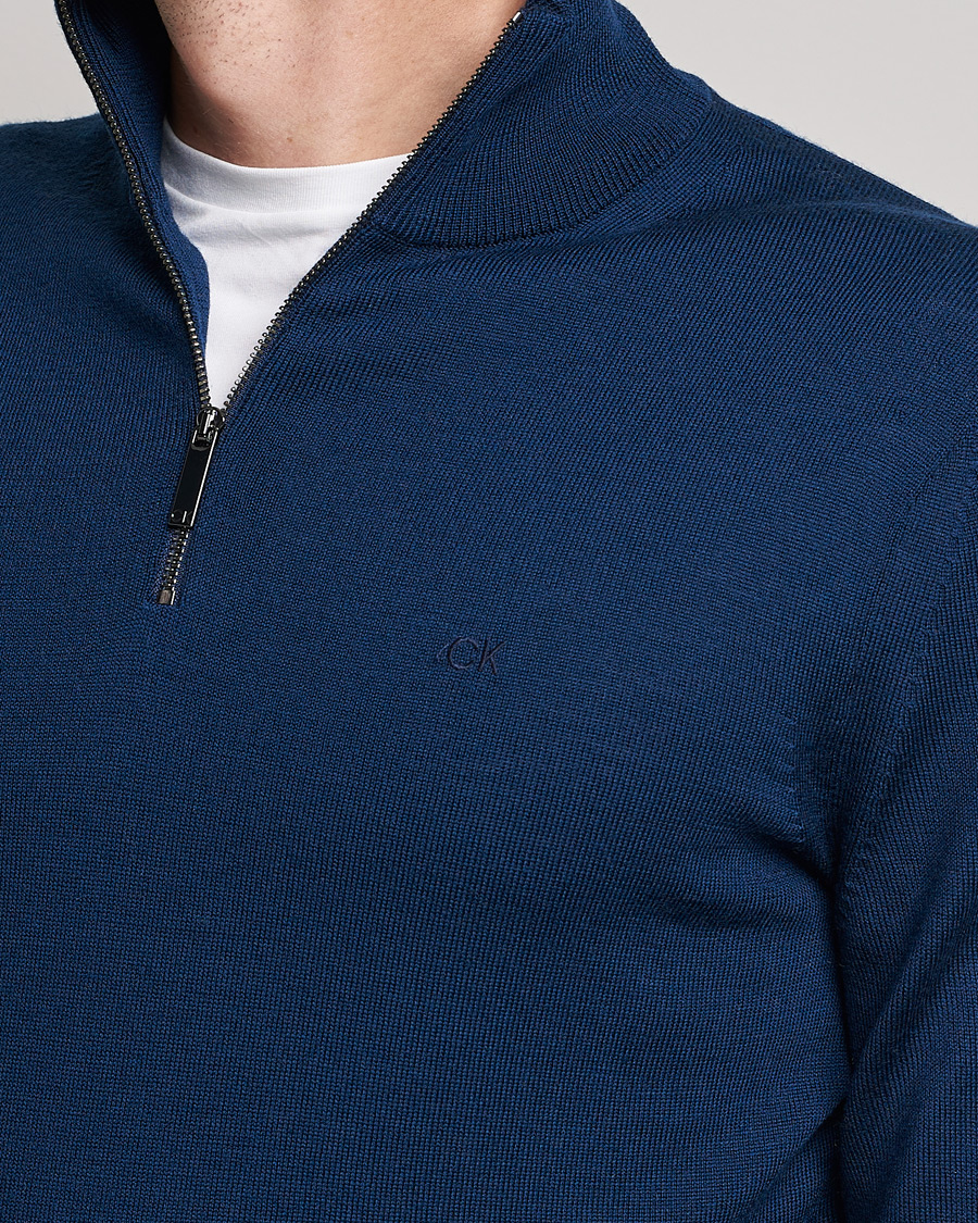 Homme | Pulls Et Tricots | Calvin Klein | Superior Wool Half Zip Sweater Navy