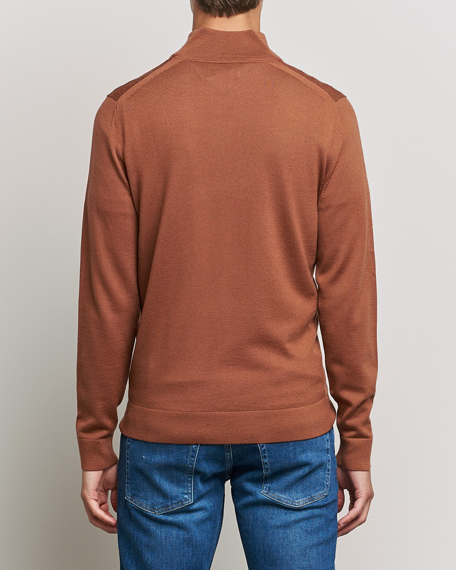 Homme | Pulls Et Tricots | Calvin Klein | Superior Wool Half Zip Sweater Caramel Red