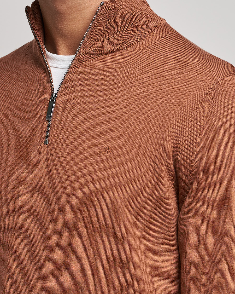 Homme | Pulls Et Tricots | Calvin Klein | Superior Wool Half Zip Sweater Caramel Red
