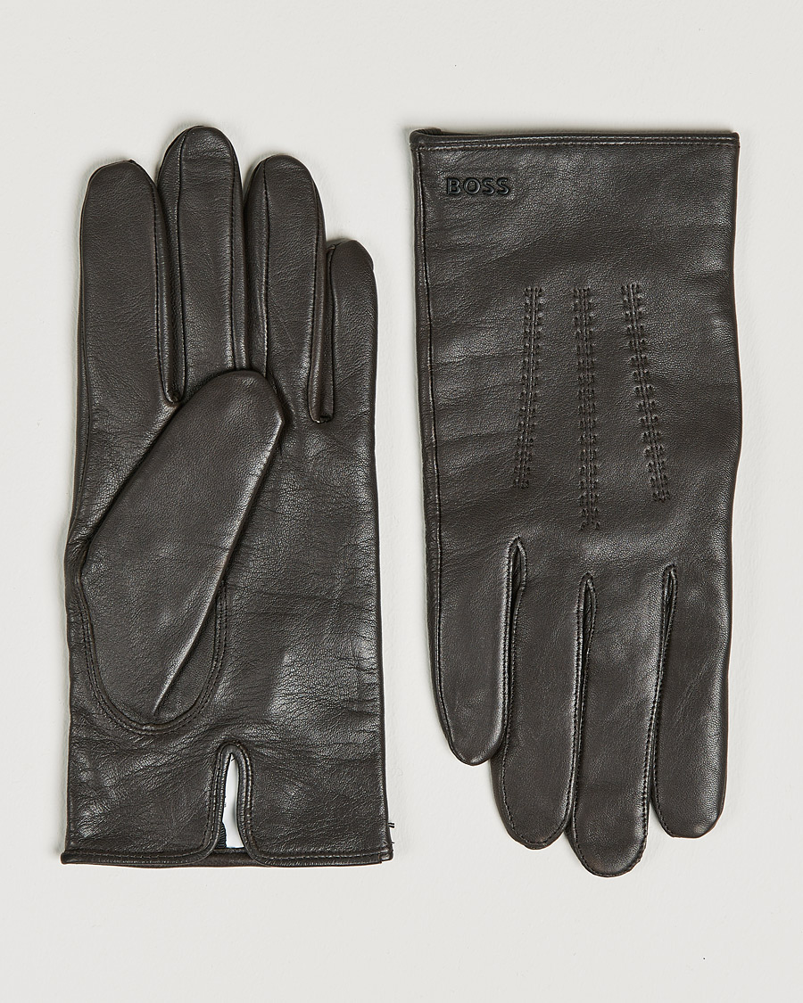 Homme | Hainz Leather Gloves Medium Brown | BOSS BLACK | Hainz Leather Gloves Medium Brown
