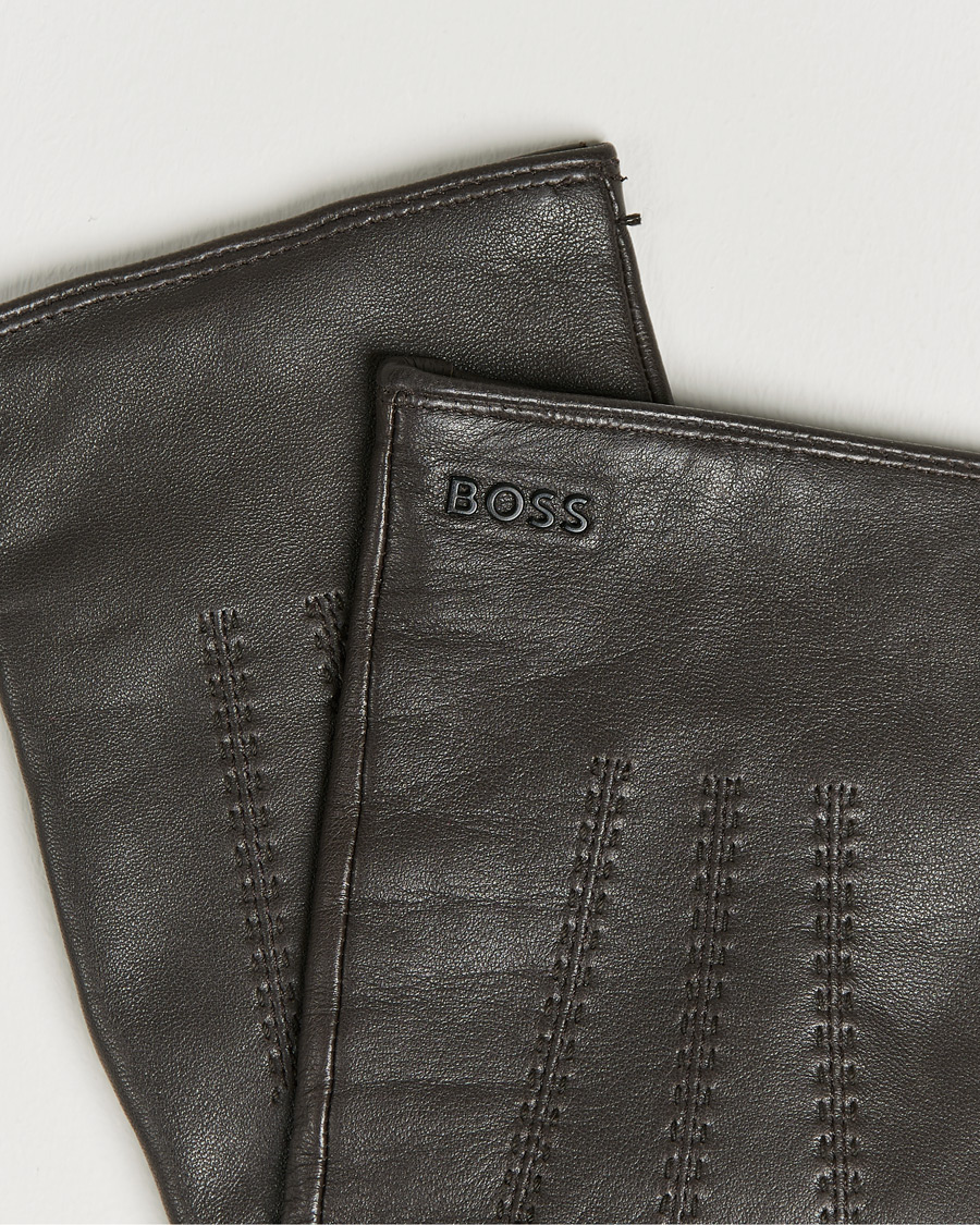 Homme | Hainz Leather Gloves Medium Brown | BOSS BLACK | Hainz Leather Gloves Medium Brown
