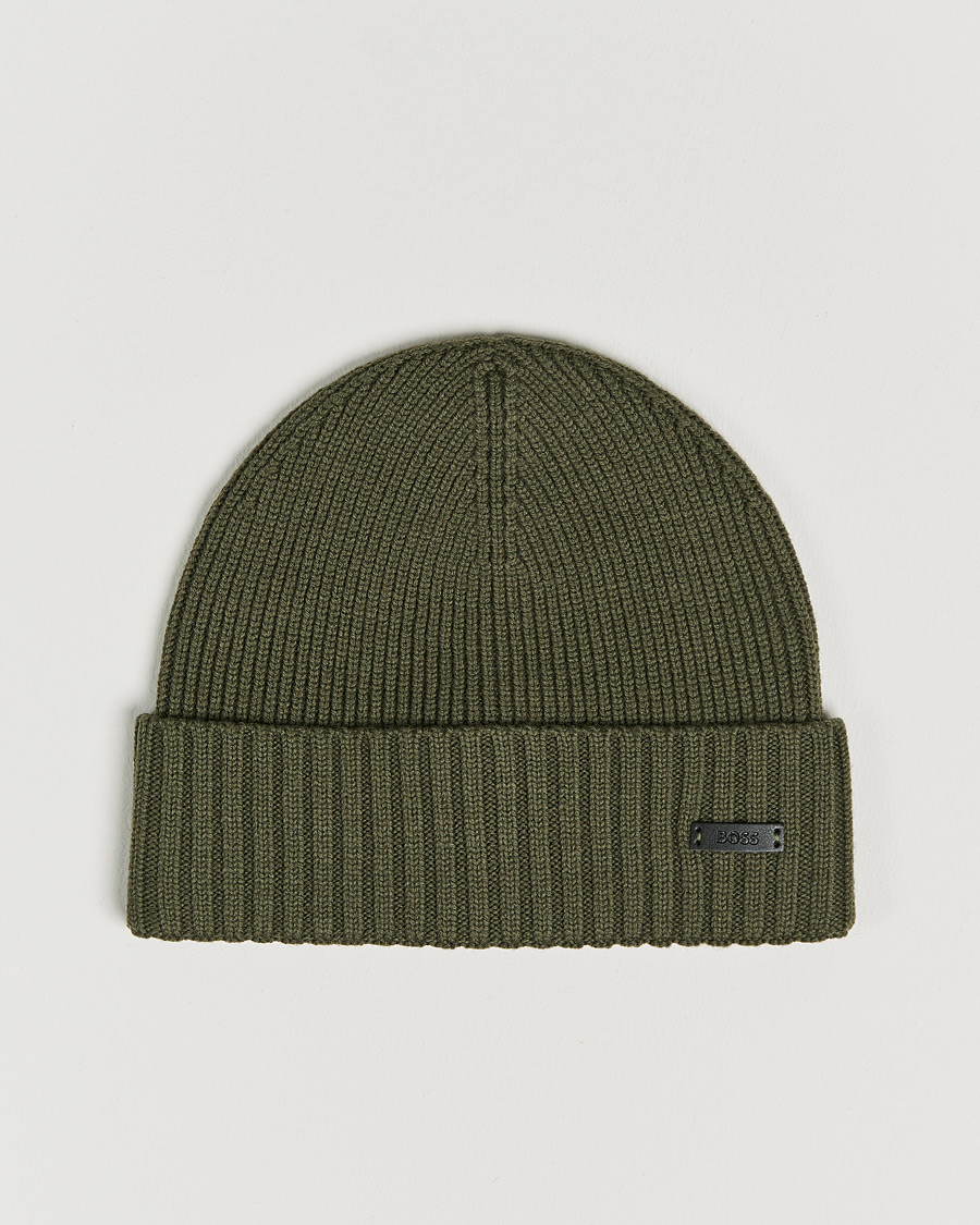 Homme | BOSS Fati Beanie Open Green | BOSS BLACK | BOSS Fati Beanie Open Green