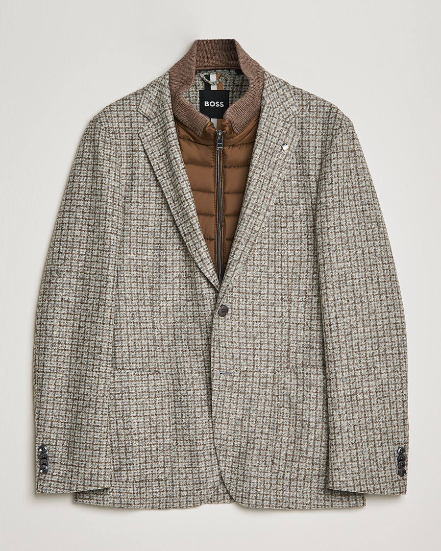 Homme | Blazers | BOSS BLACK | Hanry Wool Checked Patch Pocket Blazer Silver