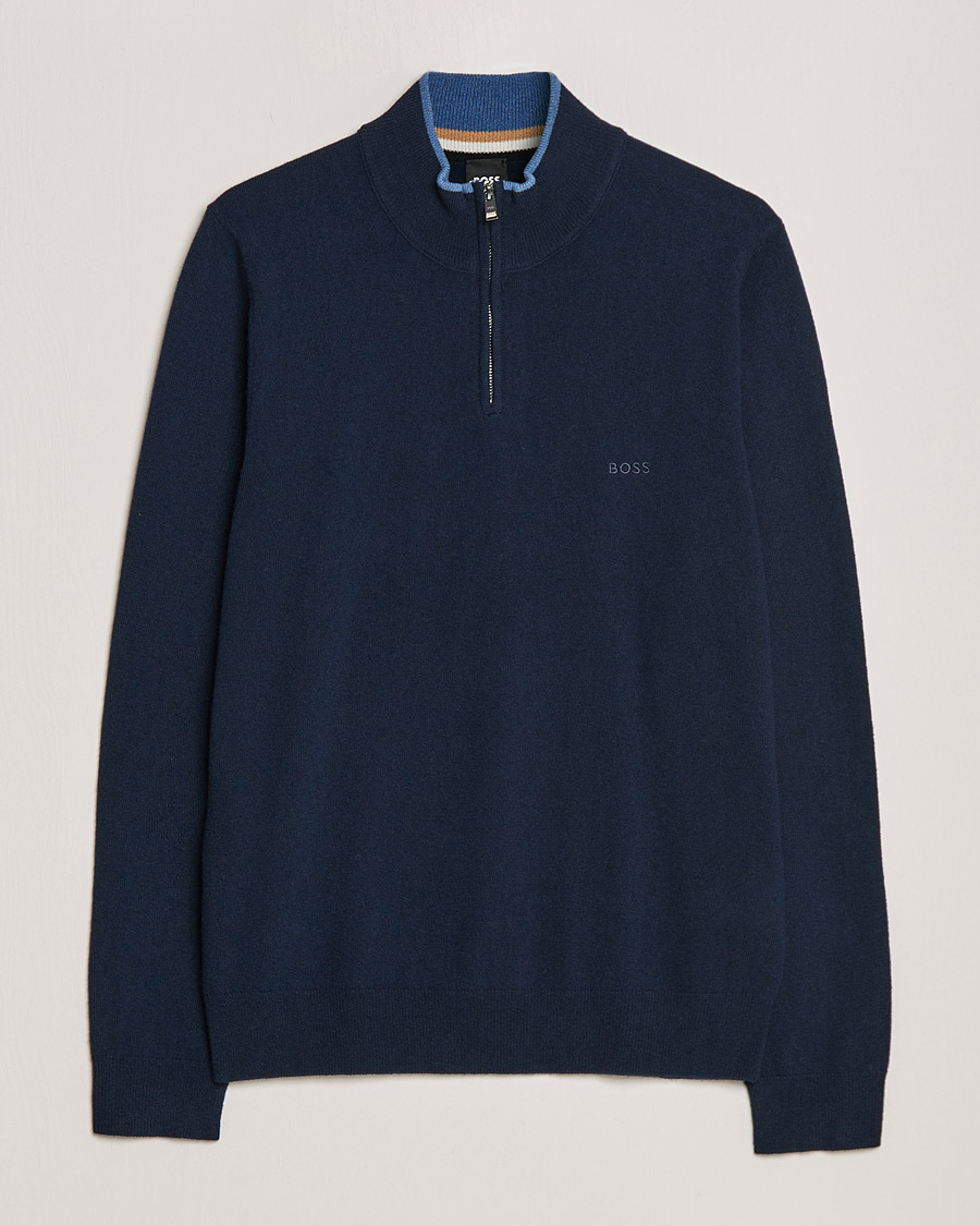 Homme | Pulls Et Tricots | BOSS BLACK | Barlo Lambswool Half Zip Dark Blue