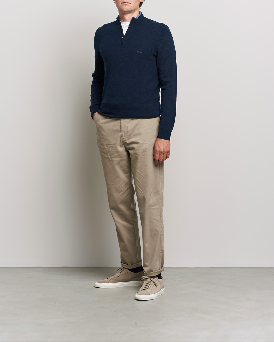Homme | Pulls Et Tricots | BOSS BLACK | Barlo Lambswool Half Zip Dark Blue