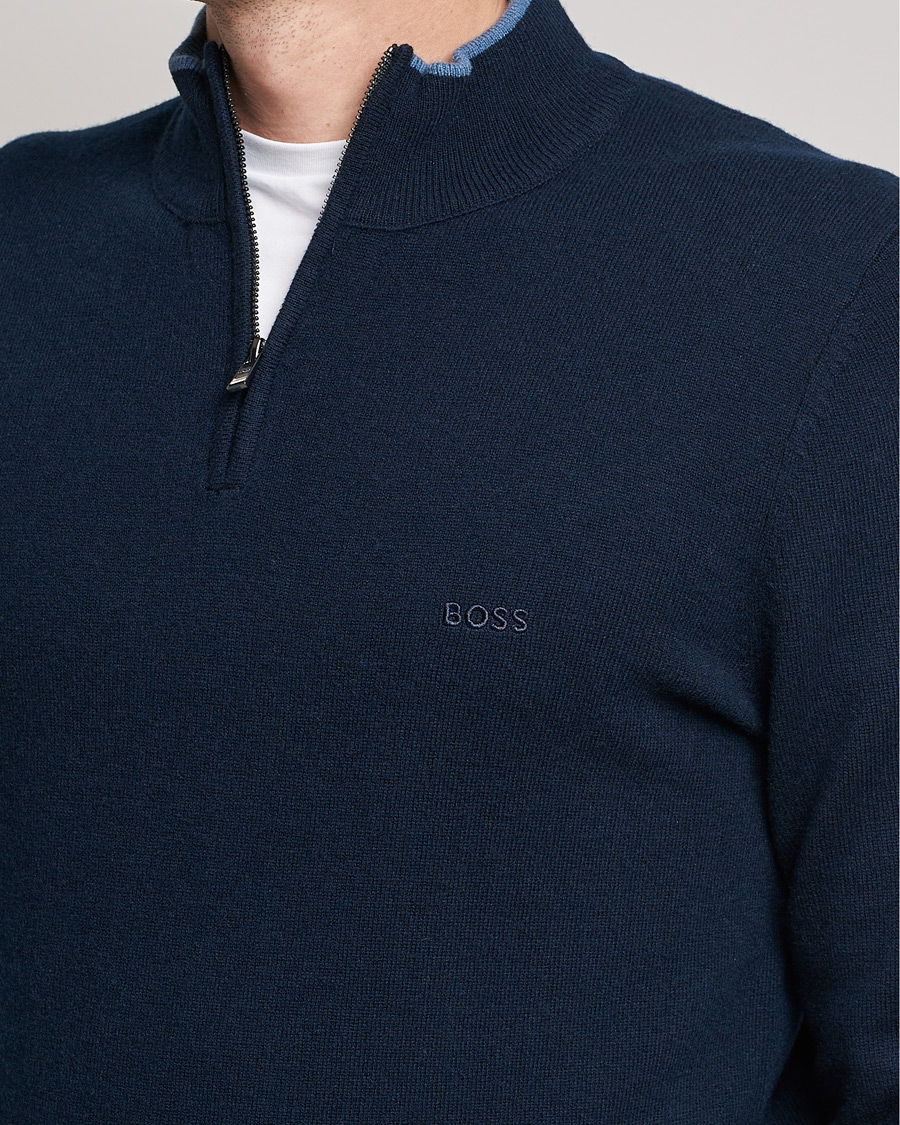 Homme | Pulls Et Tricots | BOSS BLACK | Barlo Lambswool Half Zip Dark Blue