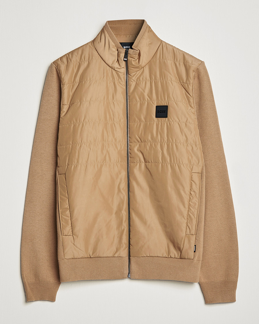 Homme | Pulls Et Tricots | BOSS BLACK | BOSS Lavando Hybrid Full Zip Medium Beige